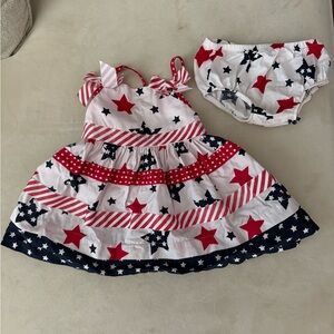 Bonnie Jean 12M toddler patriotic dress w bloomers